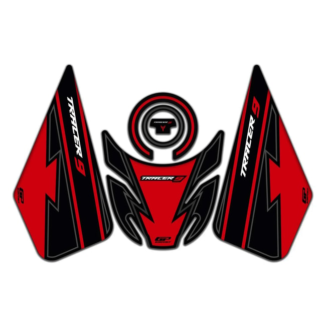 GPK tankpad 3D set voor Yamaha Tracer 9 2021-2023 zwart-rood