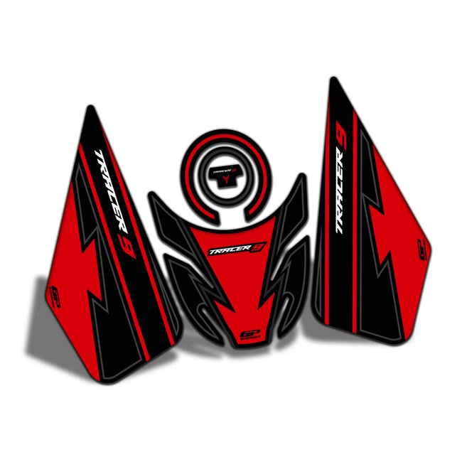 Protector depósito GPK 3D set para Yamaha Tracer 9 2021-2023 negro-rojo