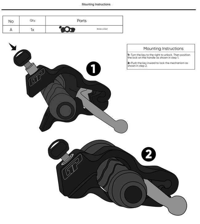 GPK universal brake lever lock Moto Discovery