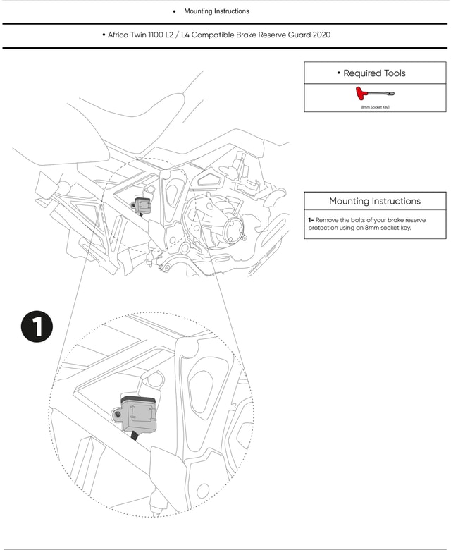 GPK achterrem vloeistofreservoir beschermkap voor Honda Africa Twin CRF1100L 2019-2023