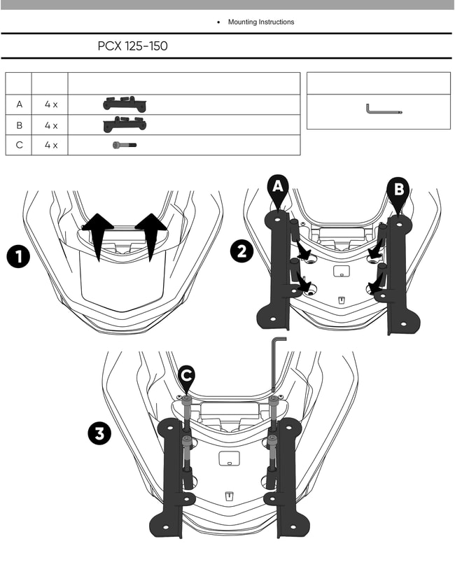 Suport de portbagaj GPK pentru topcase Honda PCX 125 / 150 2011-2023
