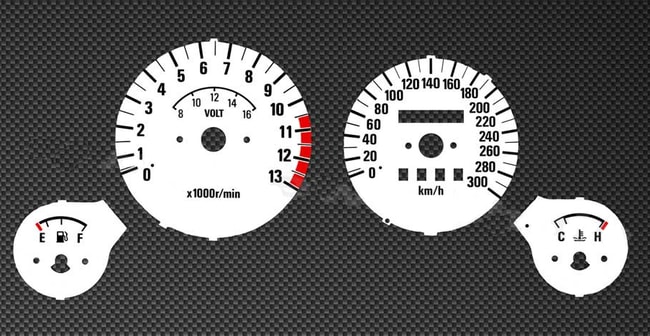 White tachometer and speedometer gauges for Kawasaki GPZ1000 RX 1986-1987