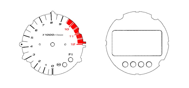 Witte snelheids- en toerentellermeters voor Suzuki GSF1250 Bandit 2007-2014