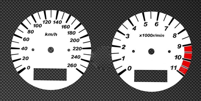 White tachometer and speedometer gauges for Suzuki GSX 1400 2001-2007
