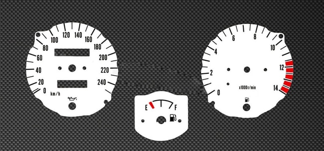 White tachometer and speedometer gauges for Suzuki GSX 750AE Inazuma 1998-2003