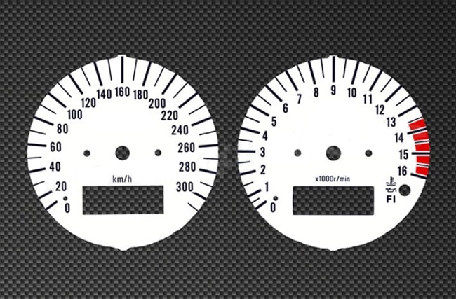 White tachometer and speedometer gauges for Suzuki GSXR750 1996-1997
