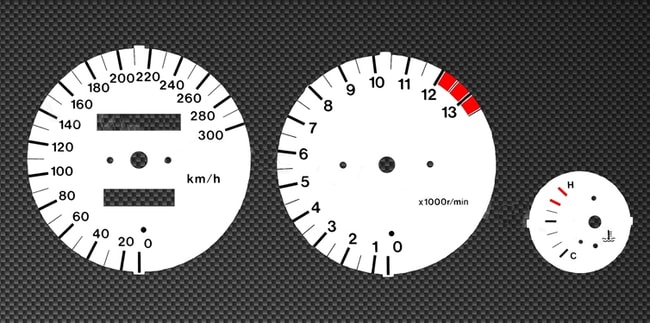 White tachometer and speedometer gauges for Suzuki RF900 1995-1999
