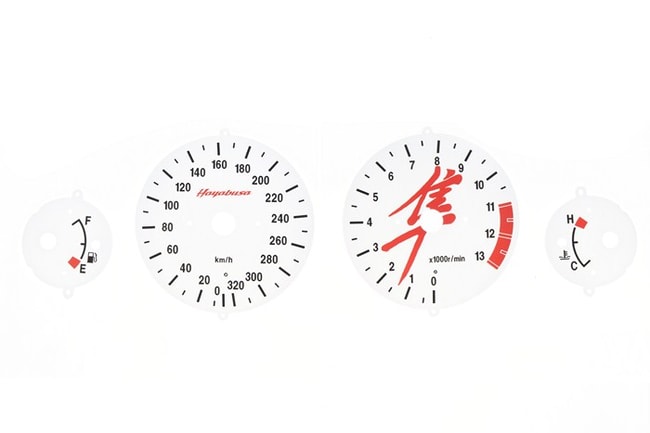 Witte snelheids- en toerentellermeters voor Suzuki GSXR1300 Hayabusa 2001-2007