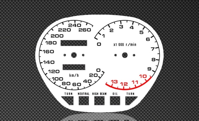 White tachometer and speedometer gauges for Suzuki GSX1100 SZ Katana 1980-1984