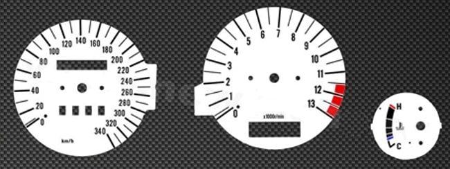 White tachometer and speedometer gauges for Kawasaki ZZR1100 1990-1993