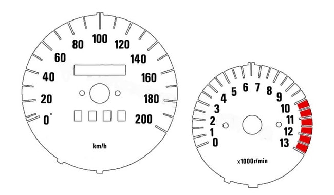 White tachometer and speedometer gauges for Kawasaki KLE 500 1992-2003