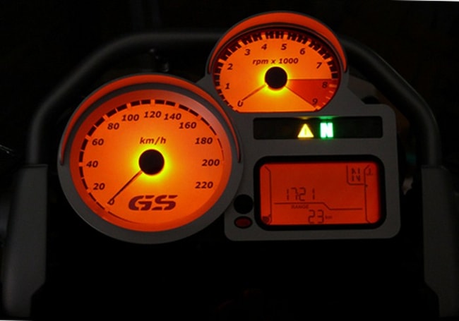 BMW R1200GS white speedo & tacho gauges with logo 1