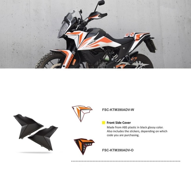 Zijkappen voorzijde voor KTM 390 Adventure 2020-2023 (zwart/oranje)