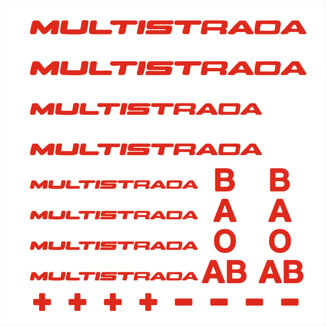 Logotyper och blodgruppsdekaler för Multistrada röd