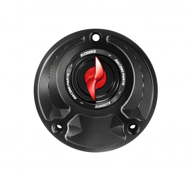 Quick-lock gas cap for Yamaha models (black-red)