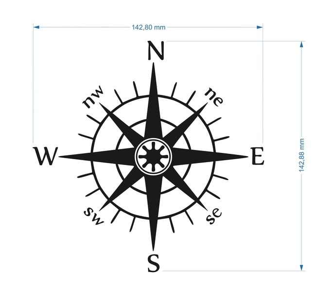 Kompass Aufkleber schwarz matt
