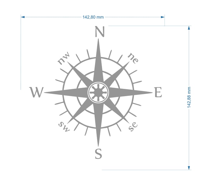 Compass decal silver
