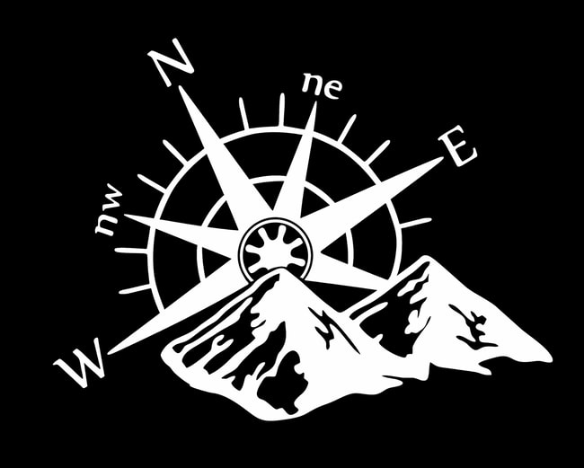Compass-mountains decal white
