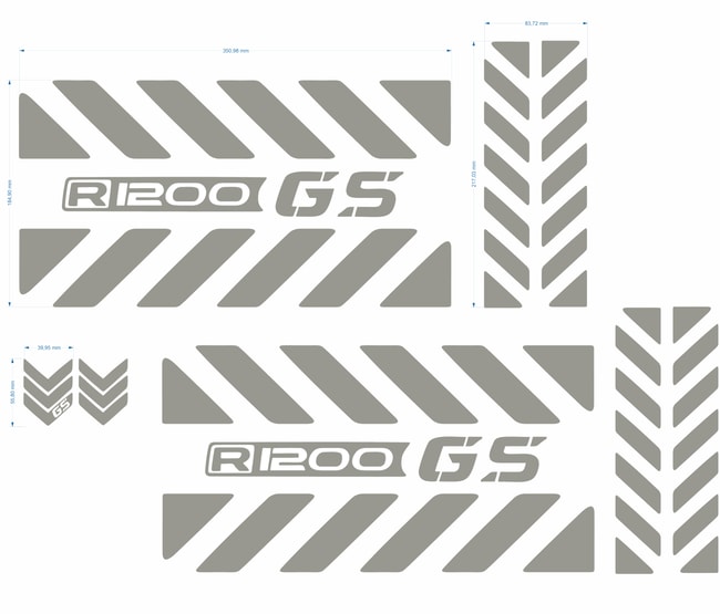 Set of pannier decals for R1200GS / Adventure (6 pc.) silver