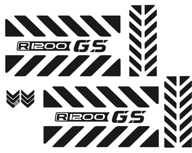 Set di adesivi per valigie per R1200GS / Adventure (6 pz.) nero