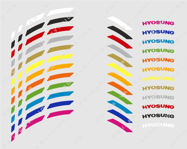 Hyosung fälgband med logotyper