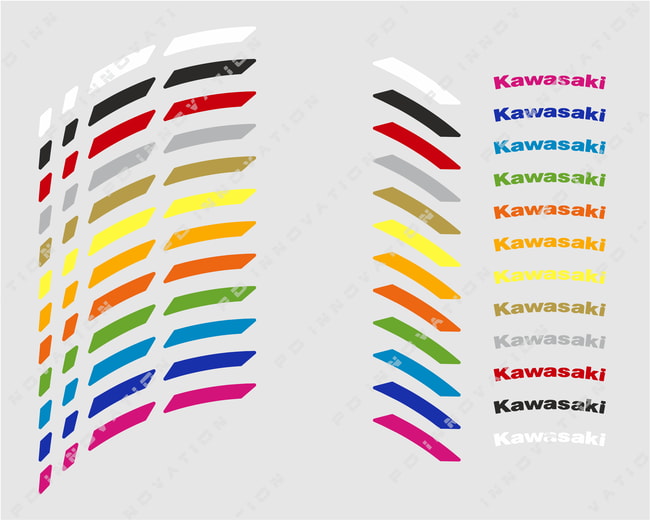 Kawasaki wheel rim stripes with logos