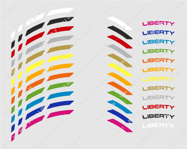 Velgstrepen van Piaggio Liberty met logo's