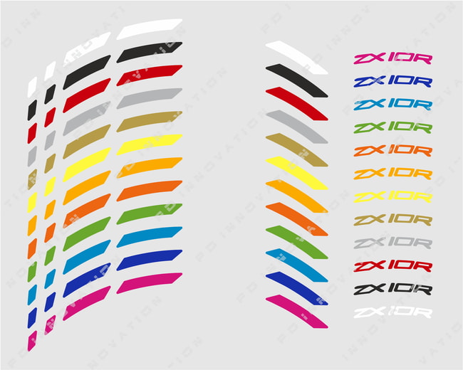 Kawasaki ZX-10R wheel rim stripes with logos