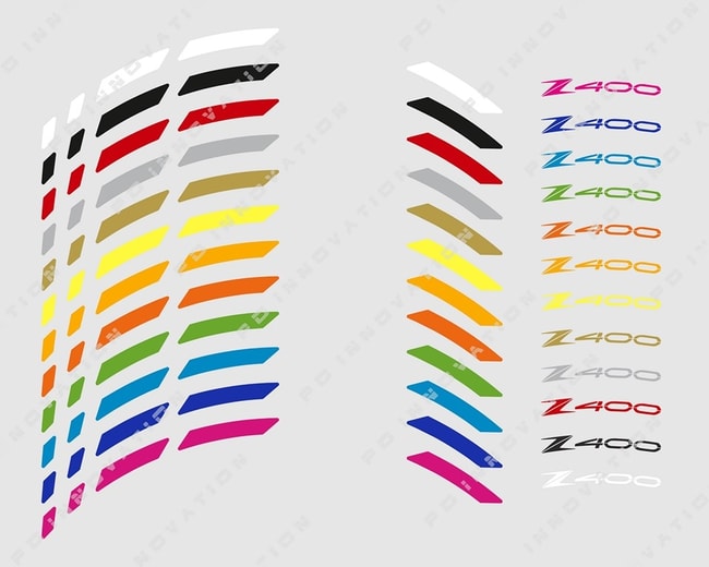 Wheel rim stripes with logos for Kawasaki Z400 '19-'22