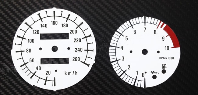 White speedometer and tachometer gauges for BMW R1100S 1998-2005