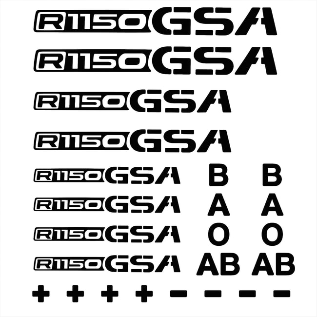 R1150GS / Adv. logotyper och blodtyper dekaler set svart