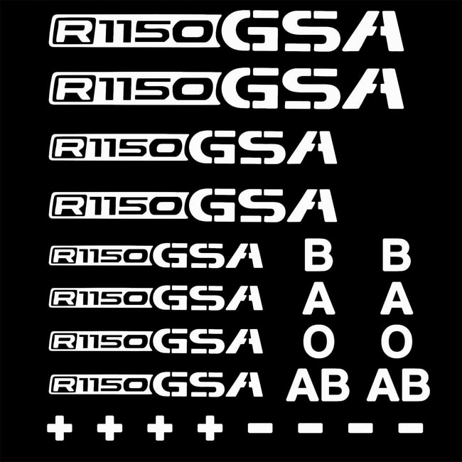 Conjunto de decalques de logotipos e tipos sanguíneos para R1150GS / Adventure branco
