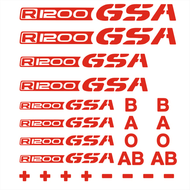 R1200GS / Adv. emblemen en bloedgroepsstickers rood