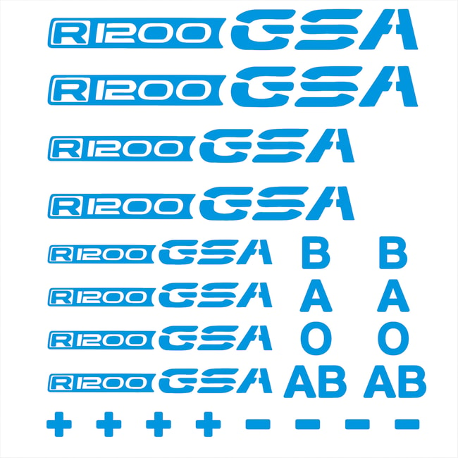 Logos and blood types decals set for R1200GS LC blue