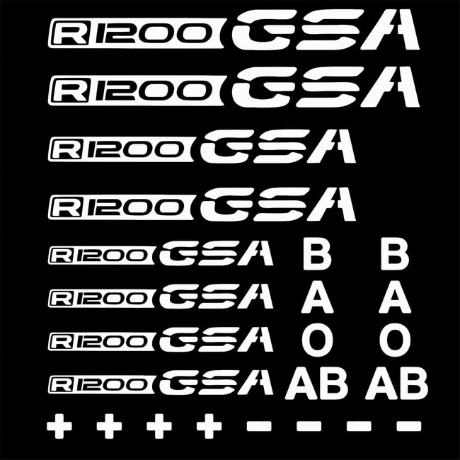 Logos and blood types decals set for R1200GS LC white
