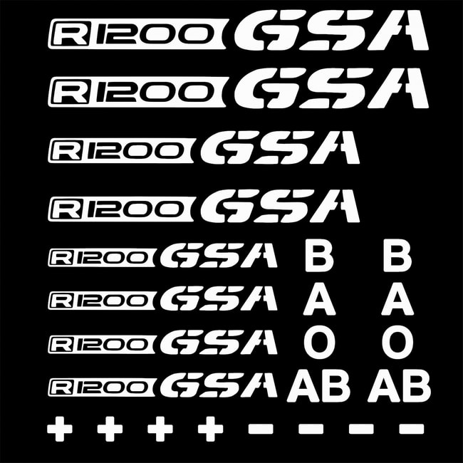 Logos and blood types decals set for R1200GS / Adventure white