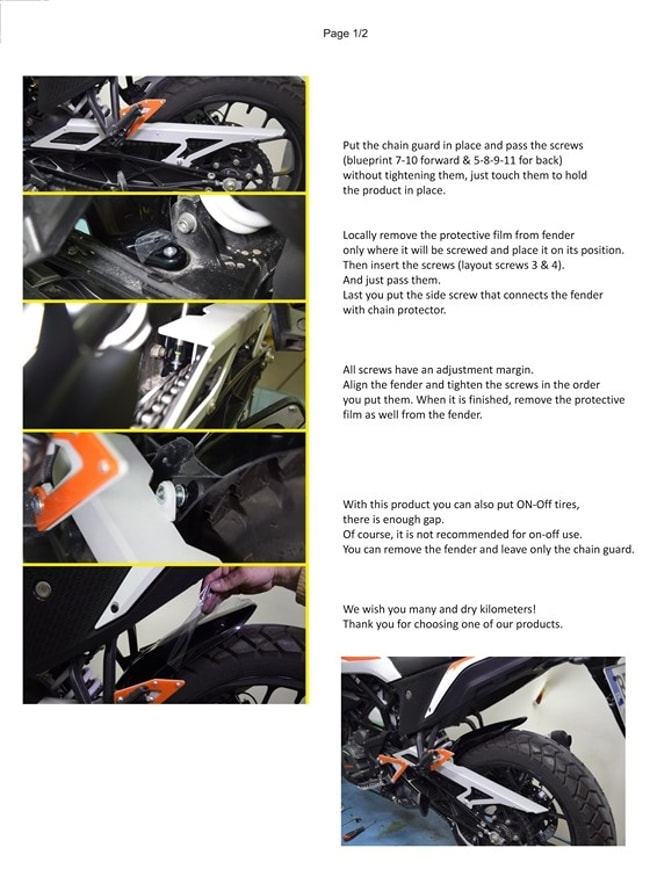 Garde-boue arrière (hugger) pour KTM 390 Adventure 2020-2023 argent/noir