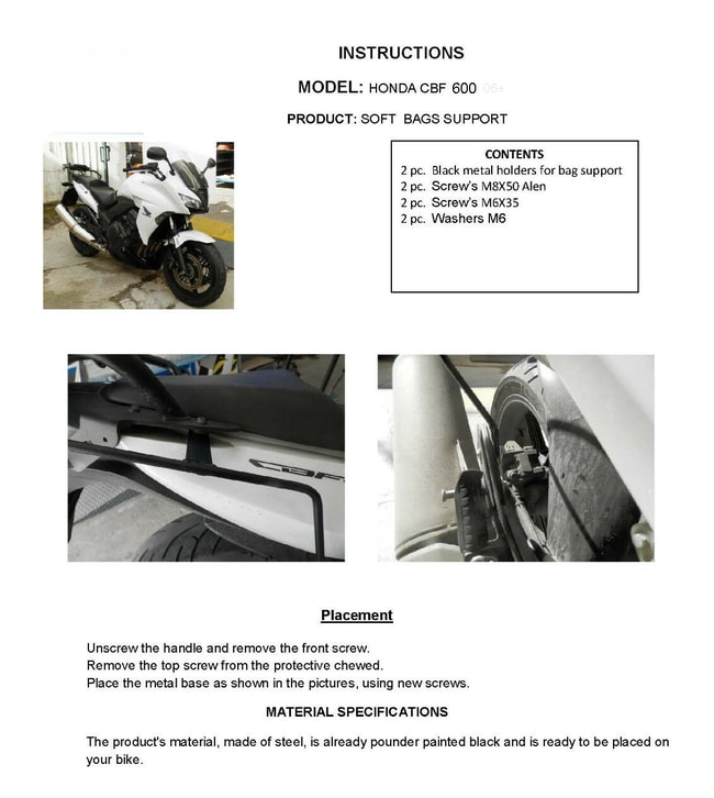 Βάσεις-κάγκελα για σαμάρια Honda CBF 600 2004-2013