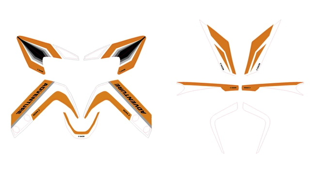 Stickerset (bodykit) voor KTM 390 Adventure '20 - (wit / oranje)