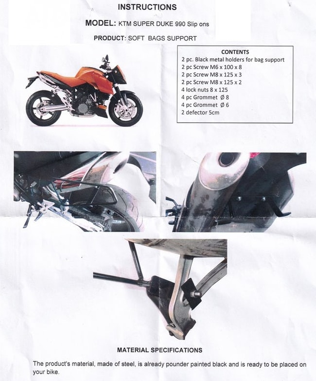Portaequipajes Moto Discovery para KTM 990 Super Duke 2005-2013 con escapes de serie