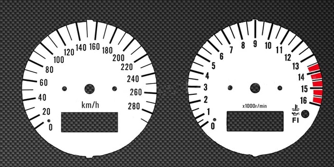 White speedometer and tachometer gauges for Suzuki GSXR600 1997-2000