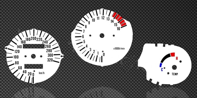 White tachometer and speedometer gauges for Suzuki GSXR 750W 1992-1996