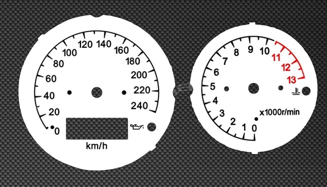White tachometer and speedometer gauges for Suzuki SV650 N 1999-2000