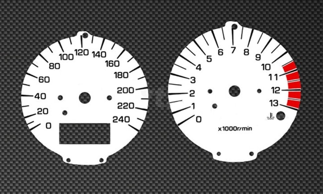 White tachometer and speedometer gauges for Suzuki SV650 S 1999-2002