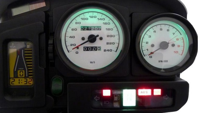 White speedometer and tachometer gauges for BMW R1150GS 1999-2006
