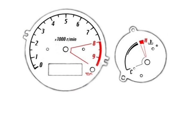 White speedometer and tachometer gauges for Yamaha TDM 900 2002-2003 (without immobilizer)