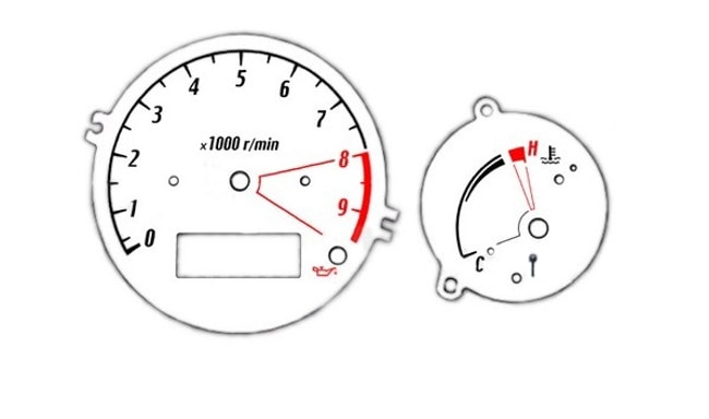 White speedometer and tachometer gauges for Yamaha TDM 900 2004-2011 (with immobilizer)