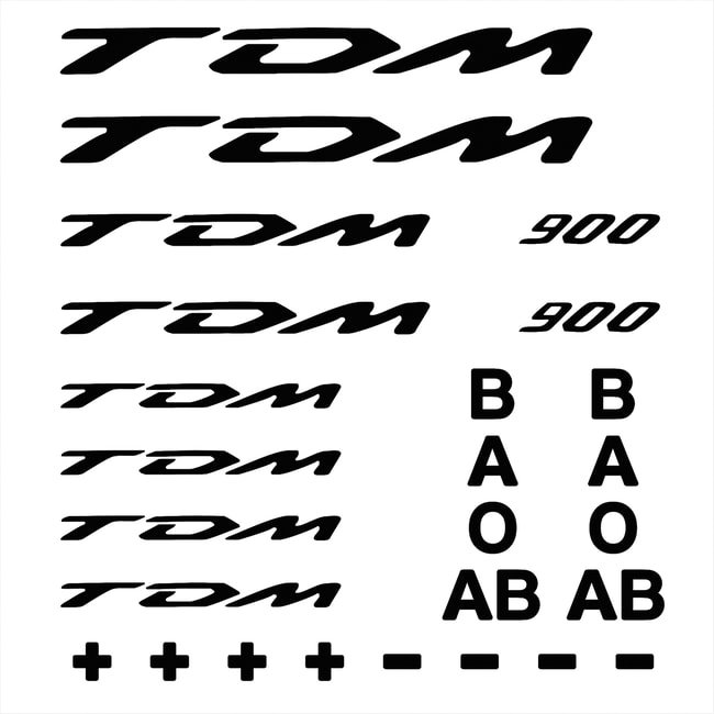 TDM-logotyper och blodtyper dekaler set svart