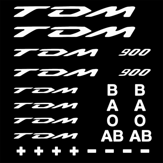 Conjunto de decalques de logotipos e tipos sanguíneos para TDM 900 branco