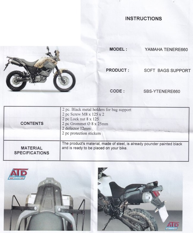 Bagażnik Moto Discovery do motocykla Yamaha XT660Z Tenere 2008-2016